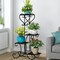 Non-Slip 4 TIER Metal Shelves Flower Pot Plant Stand Indoor Outdoor Garden Patio